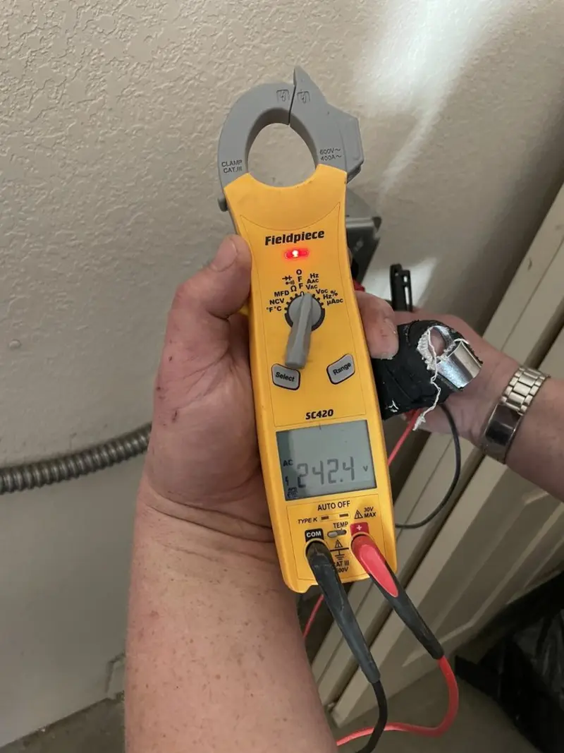 Voltage testing with clamp meter during Aluminum Wiring Replacement in Berkley